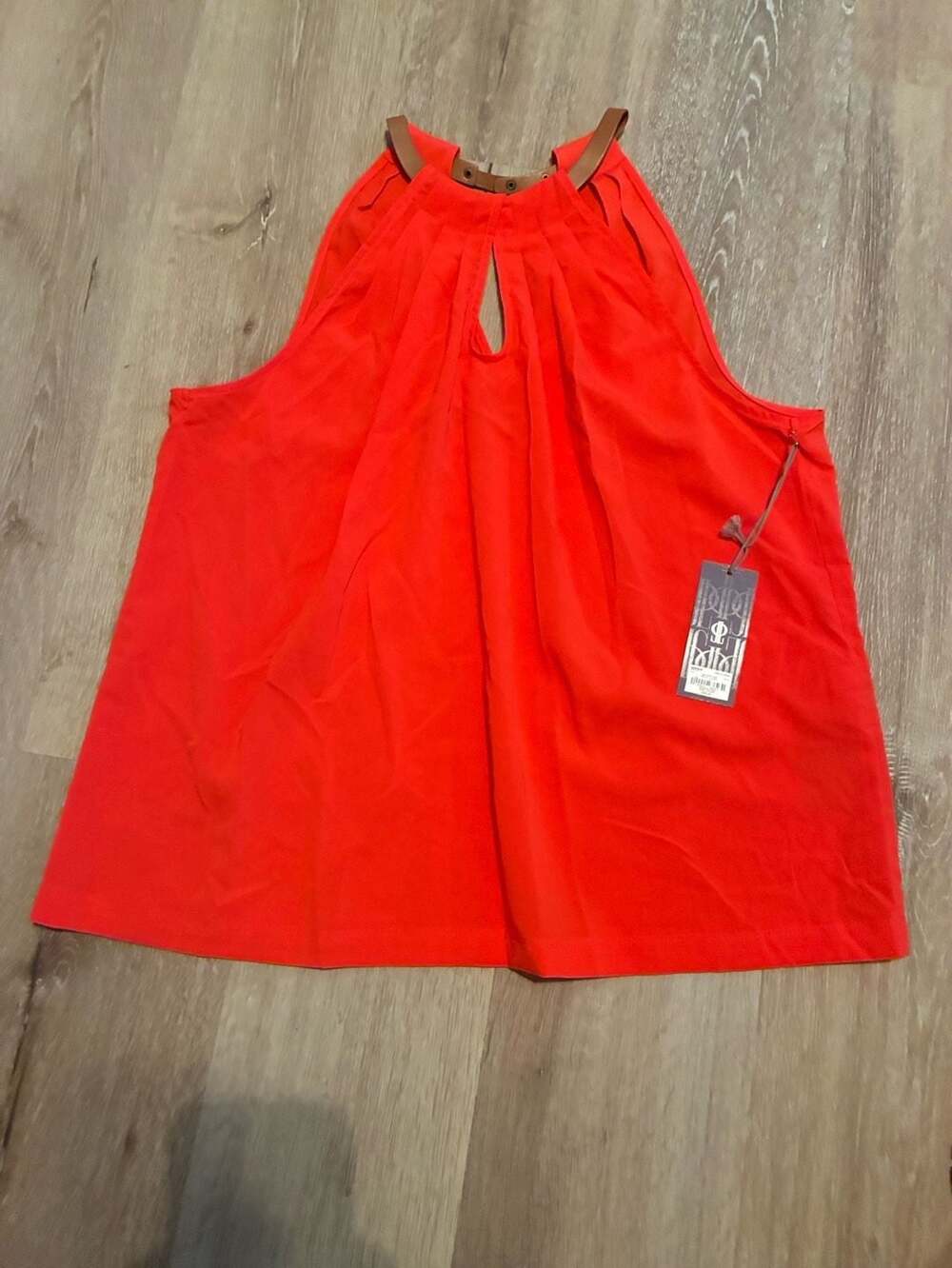 Jennifer Lopez Halter Top Size X Large Poppy Red Coral Escape